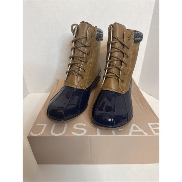 JUST FAB Womens Waterproof Rubber Duck Boots 9.5 Rain Outdoors Gorpcore Preppy - Picture 1 of 7